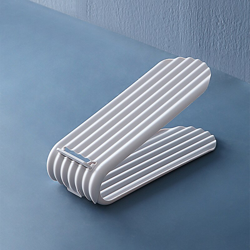 1pcs Adjustable Shoe Organizer Footwear Support Slot Space Saving Cabinet Closet Stand Shoes Storage Rack Shoebox shoe organizer: white