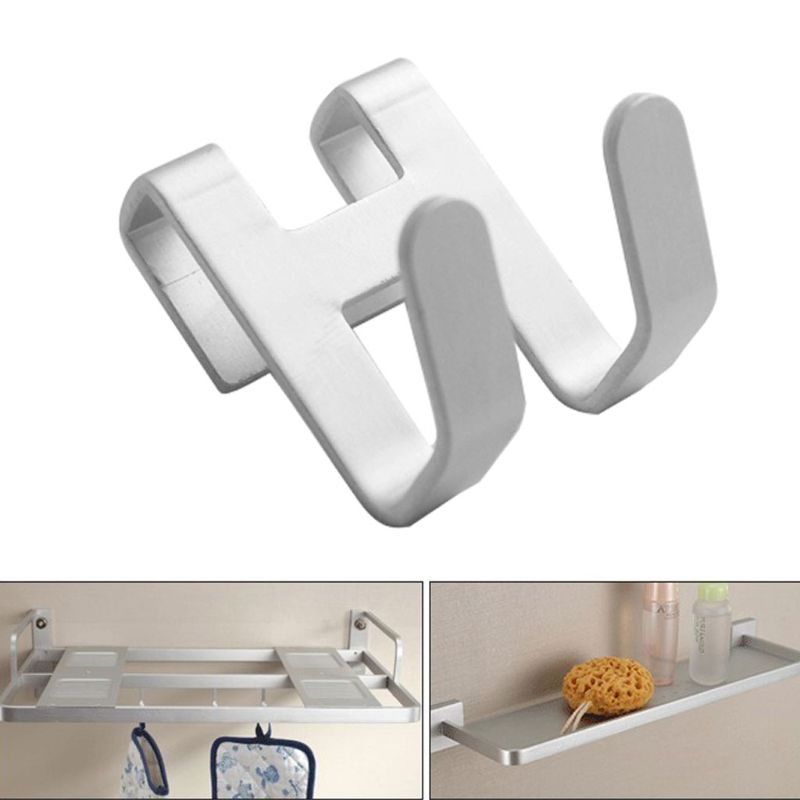 Plads aluminium metal bruser rammeløs glasdør krog fri hul håndklædeholder bøjle nøgleholder tøj badeværelse arrangør