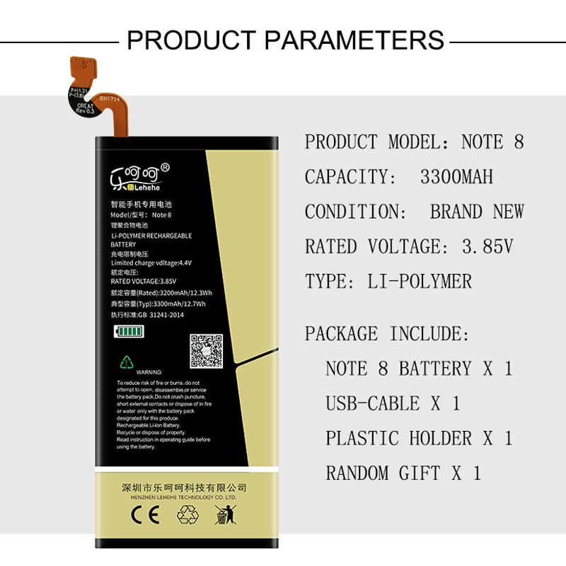 Nova bateria lehehe EB-BN950ABE para samsung note 8 n950 n950f n950u n950n 3300 mah bateria com ferramentas presentes