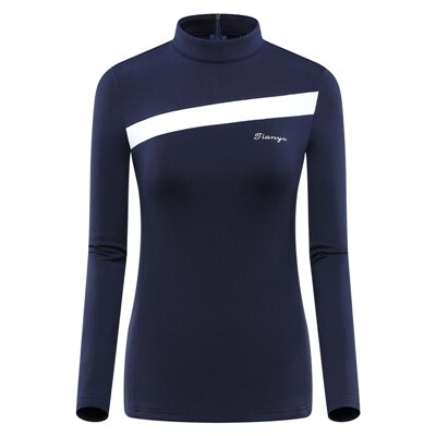 Vinter dame fleece varme golf skjorter dame langærmet slankende sport tennis skjorte fitness golf tøj  d0695: Blå / Xl