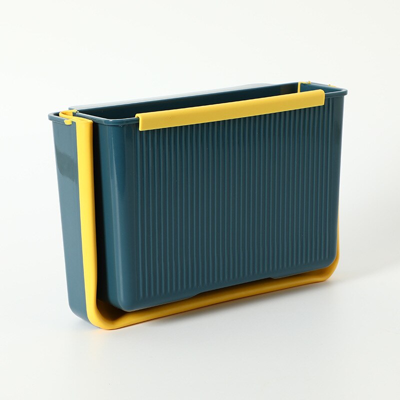 Cubo de basura colgante para cocina, papelera plegable montada en la pared, para baño, inodoro, Coche: Azul