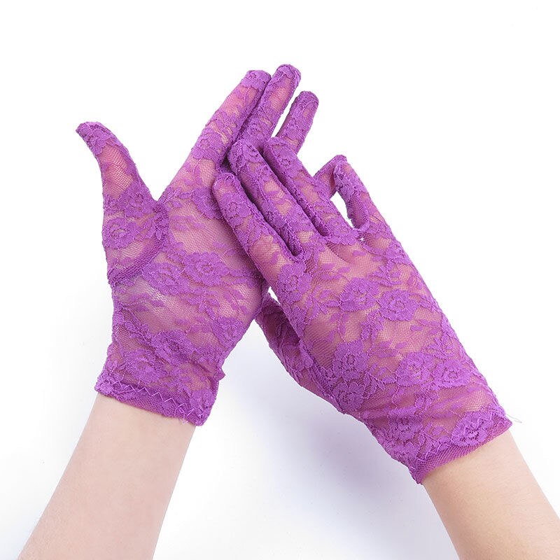 Barn sommar tunna vita spetshandskar tjejer med prestanda danshandskar barn vita spetshandskar: Fuchsia