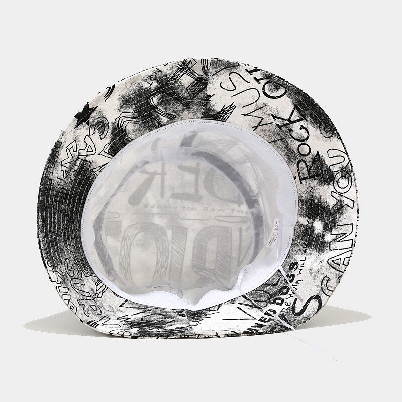 Meisje Zomer Emmer Hoed Engels Letters Katoen Kunstenaar Zon Bescherming Cap Mannen Panama Outdoor Visser Hoed