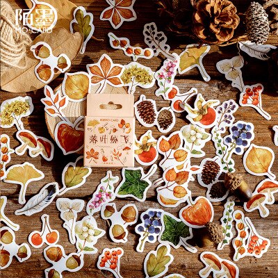 1piece Practical Falling Leaves Stationery Sticker Adhesive Paper Flake Lovely Label Sticker Scrapbooking Stationery Stationery: k