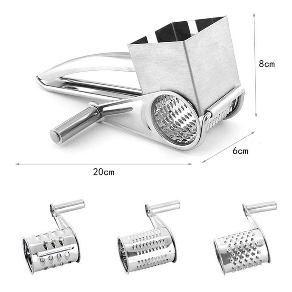 Stainless Steel Cheese Cutter Rotary Cheese Grater Vegetable Cutter Slicer Shredder 3 Interchanging Rotary Cylinders Drums