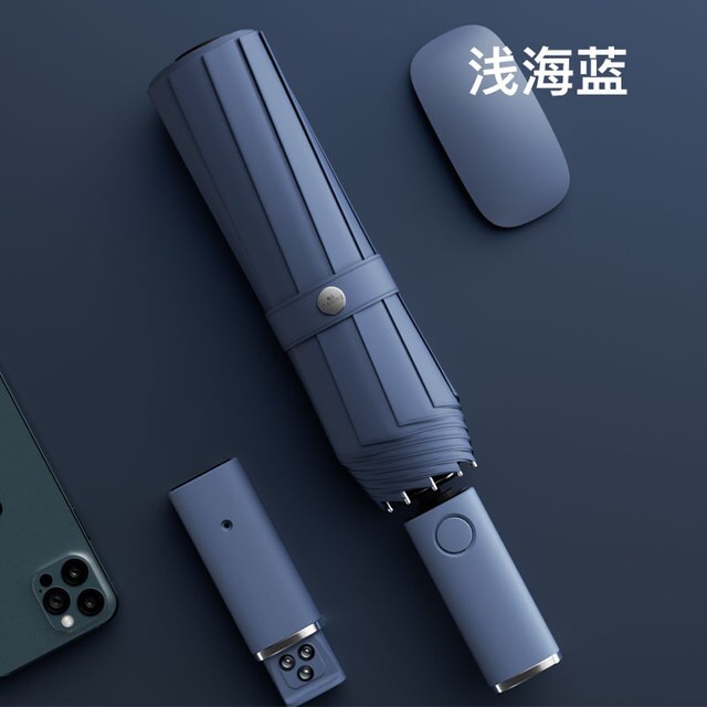 Xiaomi Automatic Folding Umbrella With Led Light Windproof Large Rain Umbrellas Portable Outdoor Parasol For Men Women: Blue