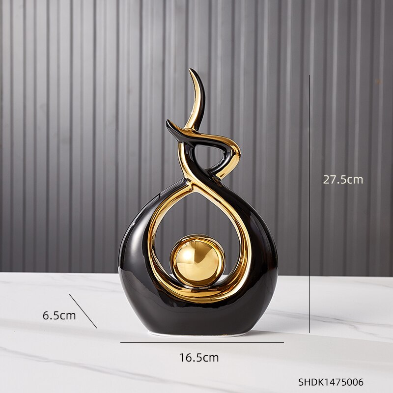 Abstrakt modellering keramisk skulptur dekoration morgon sång dekor modern heminredning vardagsrum sovrum inredning: Svart-b
