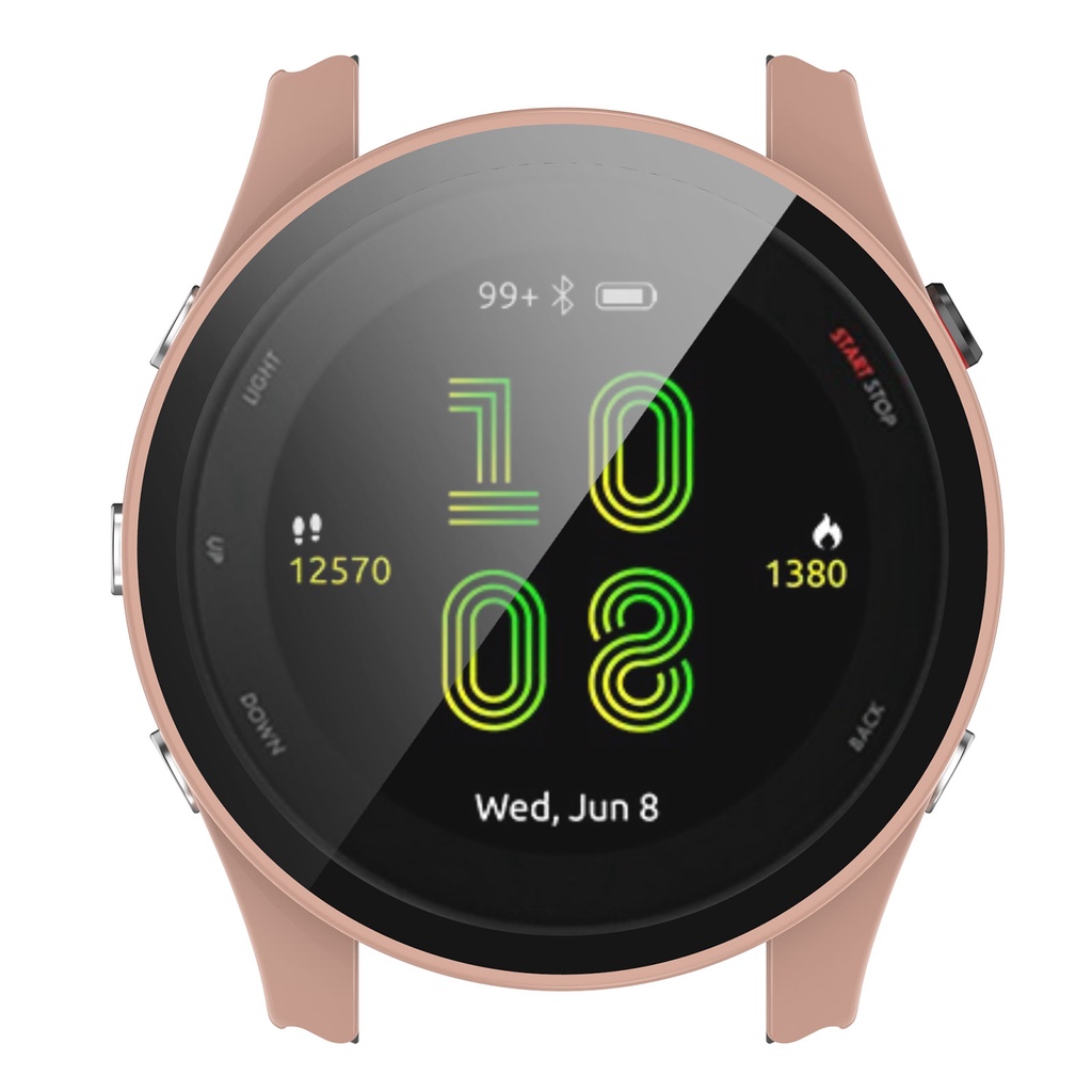 För garmin forerunner 255 255s 265 265s 165 music 965 , hårt pc-stötfångarfodral med ram + hd slim, härdat glas, repfritt