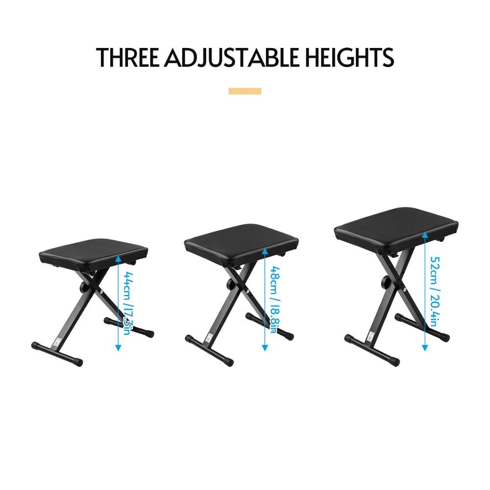 X-Style Electronic Piano Stool Electronic Piano Guitar Drum Stool Adjustable Folded Black Piano Bench Piano Accessories