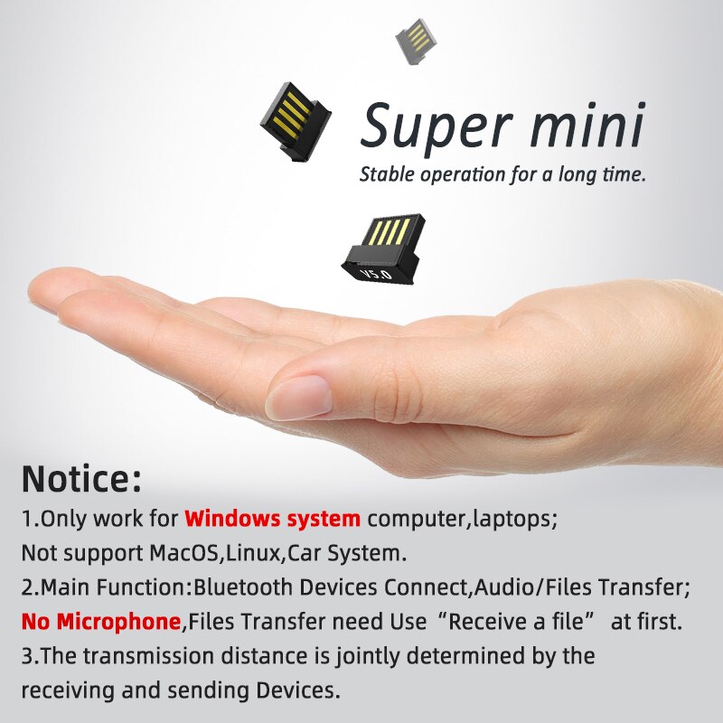 USB Bluetooth-compatible Adapter Audio Earphone BT5.0 Transmitter Receiver Wireless BT Dongle for Computer PC Laptop Mouse