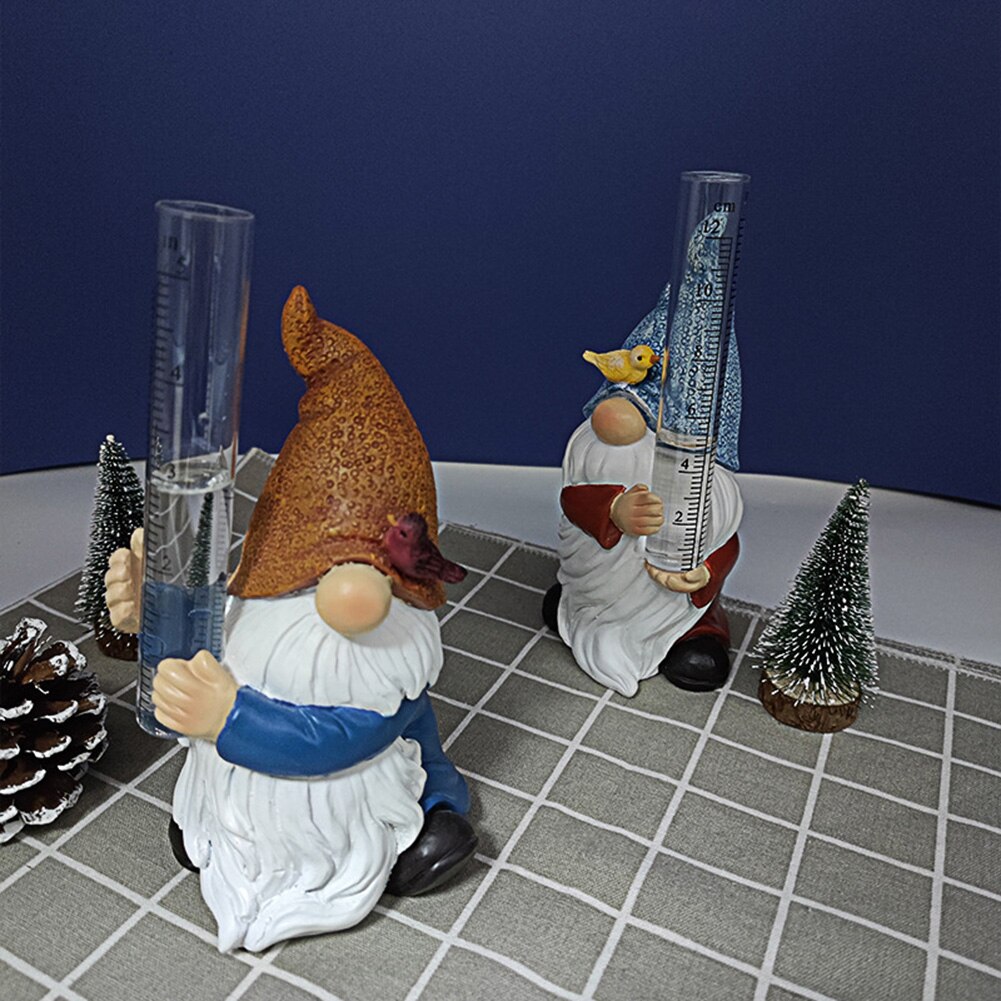Sculpture Dwarf Rain Gauge Statue Garden Decor Garden Dwarfs Statue Sculptures Yard Ornaments Water Gauge
