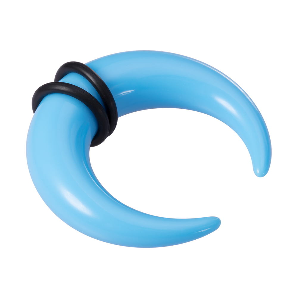 Pince à cône en forme de C en acrylique pour femmes et hommes, anneaux de septum, jauges, cornes de buffle, kit de piercing, extenseur d'étirement, 16G-00G, 2 pièces: Bleu / PLAQUÉ ARGENT