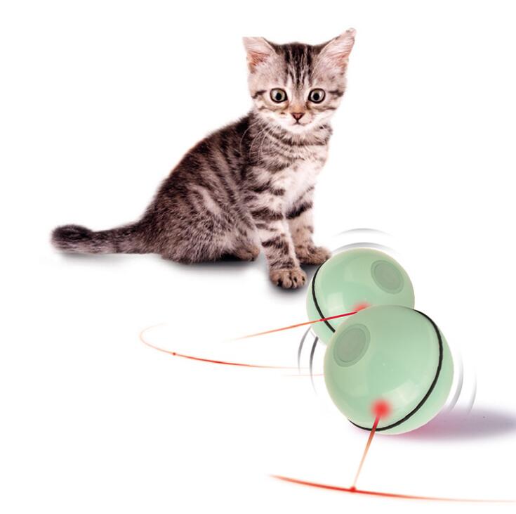 juguete para gatos luz LED bola libre carga USB juguete divertido gato inteligente bola rodante automática juguete de adiestramiento de gatos LED luminoso: green