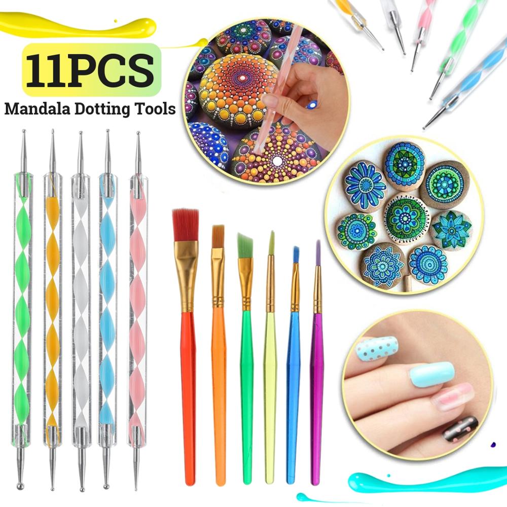 40Pcs Diy Puntjes Staven S Pennen Mandala Schilderen Puntjes Gereedschap Hout Rotsen Art Craft Tekening Nail Art Craft Decoratie handwerk: 11pcs