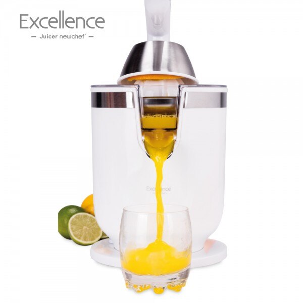 CHEF-Exprimidor Eléctrico Zumo de Palanca Juicer Excellence Blanco(300W),2 Tamaños Cono,con Función Antigoteo