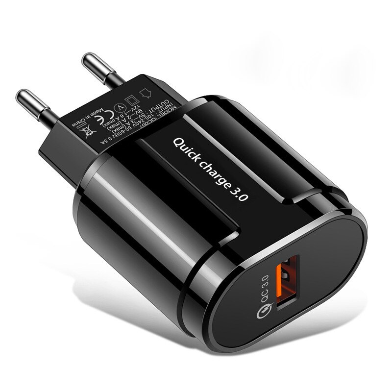 Quick Charger QC3.0 USB Charger EU US Plug Wall Mobile Phone Charger Adapter for IPhone 11 XS MAX Fast Charging for Samsung: EU Plug Black