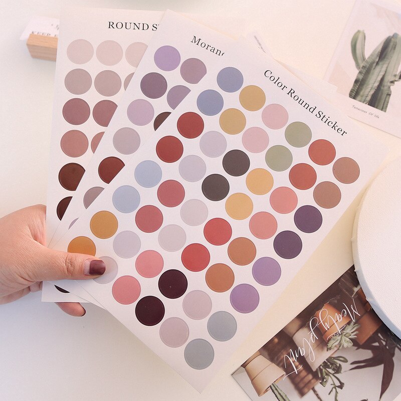 48 stuks/vel schattige kleurrijke hartstickers kawaii ronde decoratieve stickers diy dagboekstickers dagboek scrapbooking label briefpapier