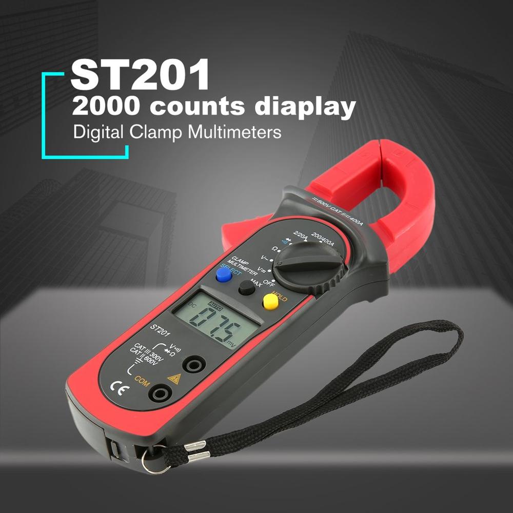 ST201,2000 Counts,Digital Clamp Meter,Digital Ammeter,AC/DC Voltage Tester,Resistor,Diode Continuity Test,Multimeter