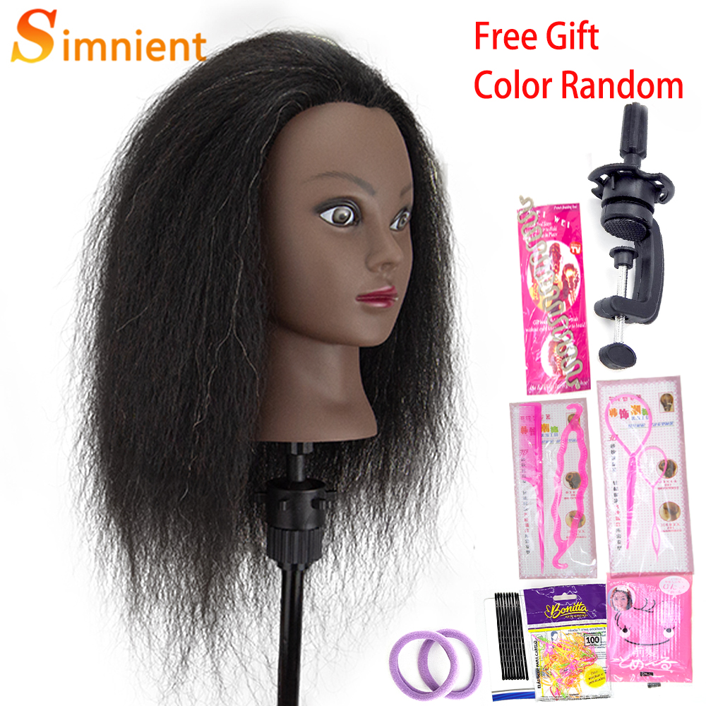Cabezas de Maniquí Afro para trenzar muñecas de pelo Maniquí, modelo de peluquería de entrenamiento humano Real, Kit de peluquería Natural para mujeres, pelucas: Verde militar