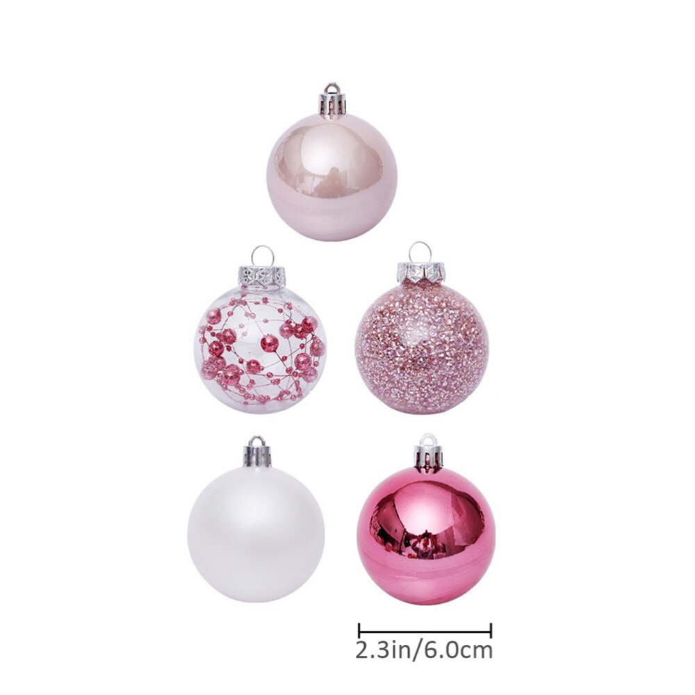 30 stk 1 sæt ornamenter pynt håndværk lyserøde julekugler kuglevedhæng til juletræ