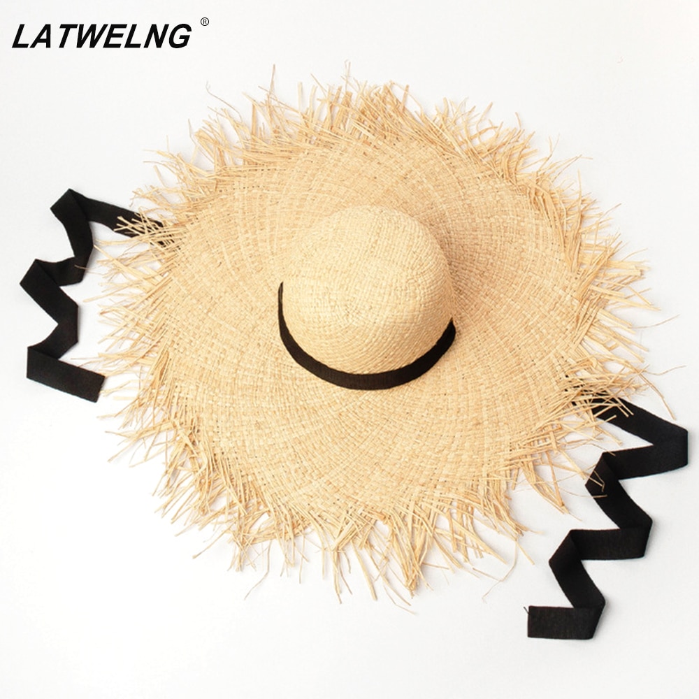 Cinta de bandas de rafia sombreros para las mujeres y los niños de cúpula de gorro de playa Aire Libre de verano de sombra sol sombrero padre-hijo