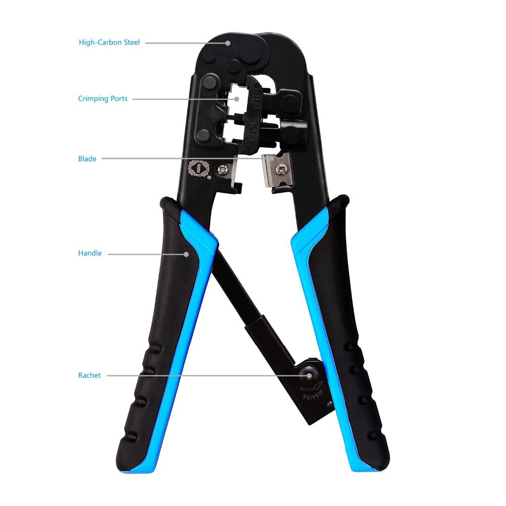 LBSC Pinza Crimpatrice per 4 P/6 P/8 P RJ-11/RJ-12/RJ-45 Network Attrezzo di Piegatura-Telecom Attrezzo di Piegatura modulare Cavo di Rete (Piegatore)