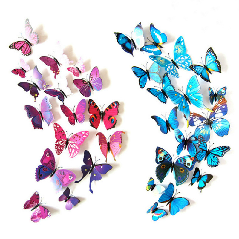 12PCS/Lot Garden Colourful Butterfly Decorative Stakes Wind Spinners Garden Decorations Simulation Butterfly