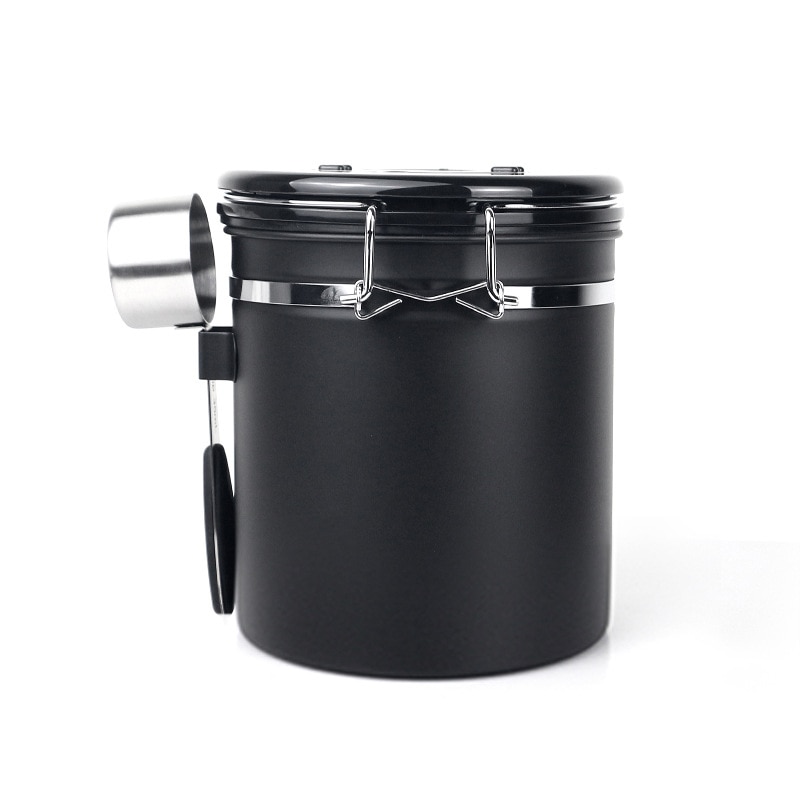 1.5/1.8L Coffee Canister Stainless Steel Food Storage Coffee Container CO2-Release Valve with Date Tracker and Coffee Spoon