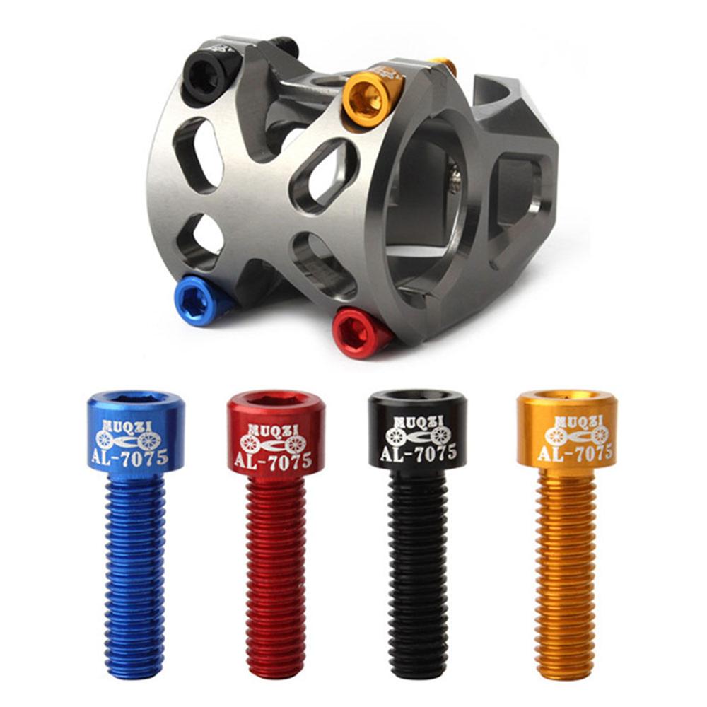 Parafusos coloridos para guidão de bicicleta mtb, 4 unidades, 7075 liga de alumínio, m5 * 17mm, parafusos de elevação da haste para ciclismo acessório