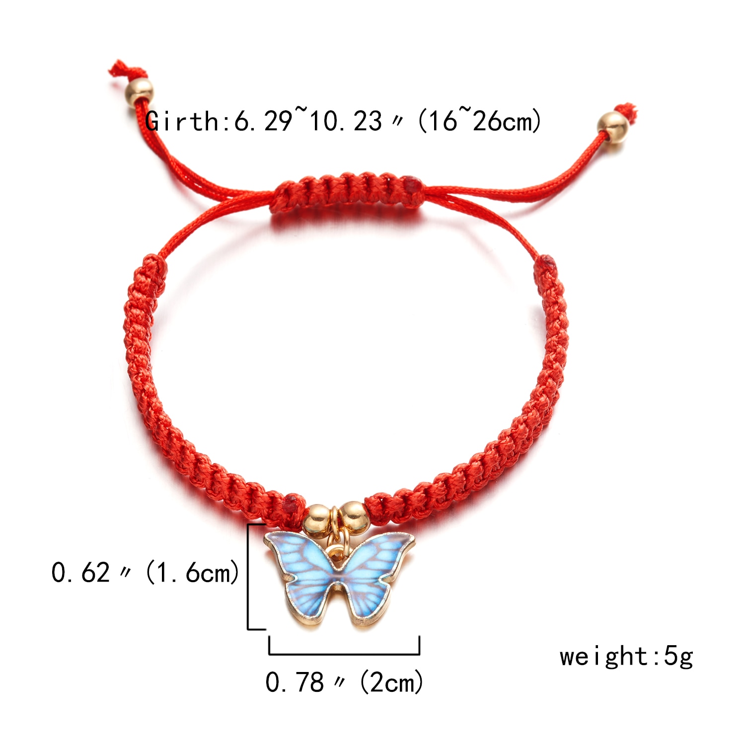 Colorul Cute Butterfly Bracelet for Women Charm Bracelet Adjustable Red Rope Chain Anklet Children Girl Jewelry