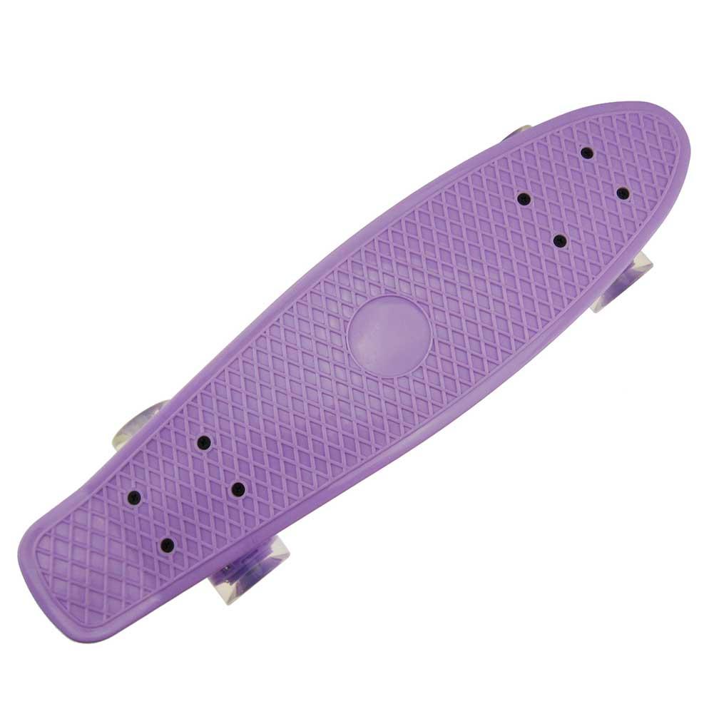 Høj modstandsdygtighed pu fire hjul begyndere skateboards 22 tommer mini cruiser retro lys op skateboard til børn drenge unge begyndere: Lilla