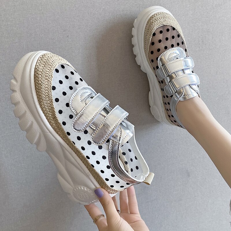 uformelt dame sko vår bølgepunkt beige pustende leiligheter plattform loafers enkle komfortable mokkasiner  s873