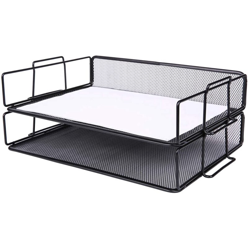 2-Layer Letter Tray Stackable Paper Sorter Desktop Organizer Desk File Tray Office and School Supplies