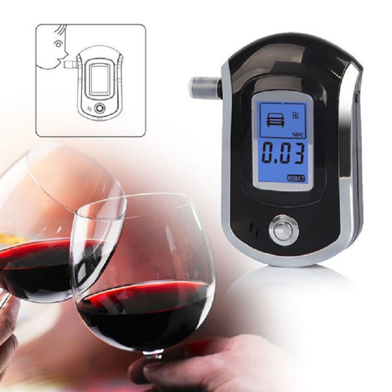 Professionele Digitale Adem Alcohol Tester Blaastest AT6000 Alcohol Adem Tester Alcohol Detector 10 Mondstukken