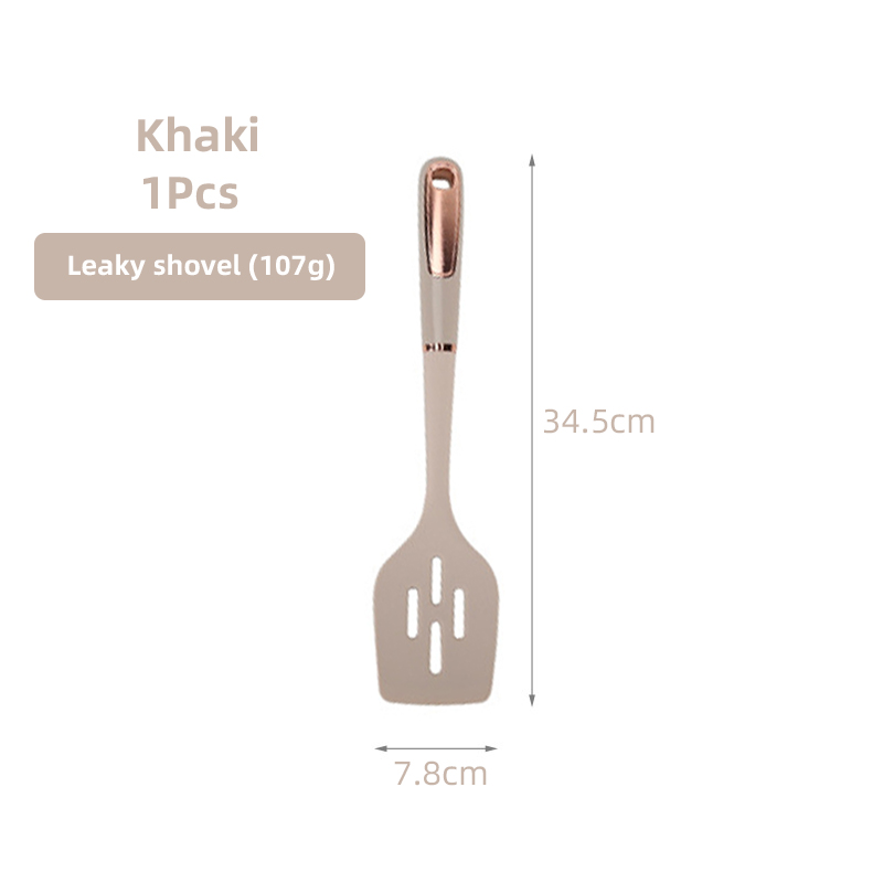 Silicone Kitchen Utensils Non-Stick Cookware Cooking Tools Gold Plated Modern Resistant Heat Kitchenware Accessories Tool: Beige