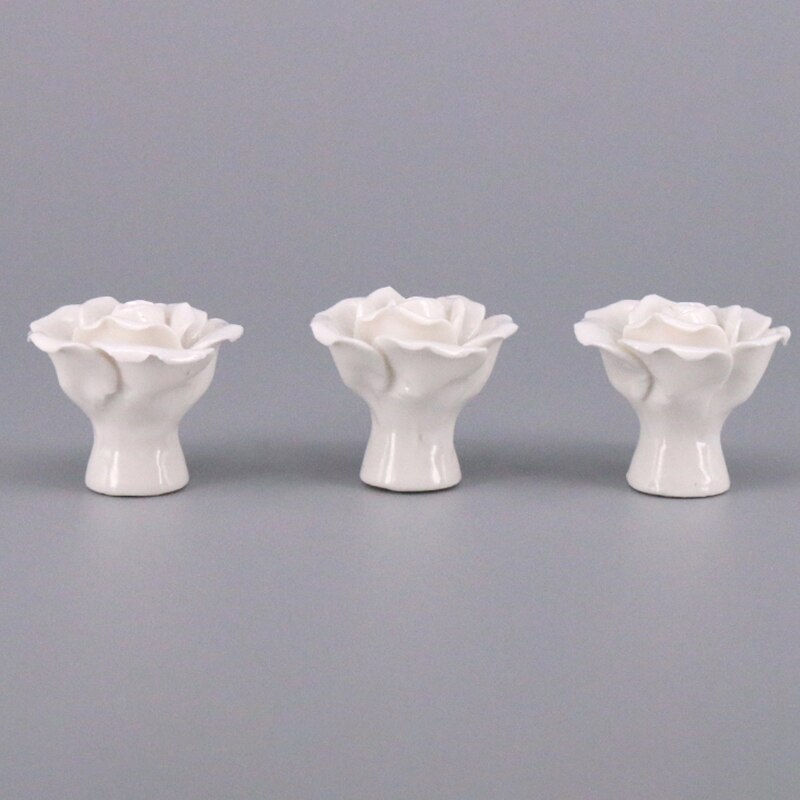 10 stuks handgemaakte vintage keramische kastdeurknoppen met rozenbloem, ladegrepen en handgrepen, witte deurknoppen, meubelgrepen