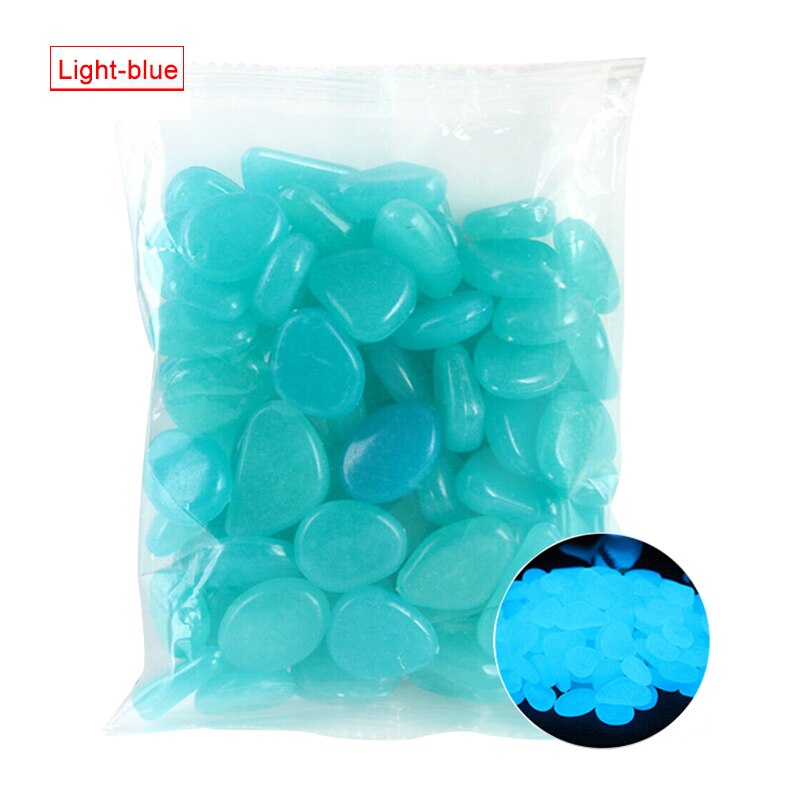 100 sztuk świecące kamienie wystrój ogrodu świecące w ciemności świecące kamienie na chodniki akwarium z roślinami ryby ozdoba robić akwarium blask kamienie: lekki-niebieski
