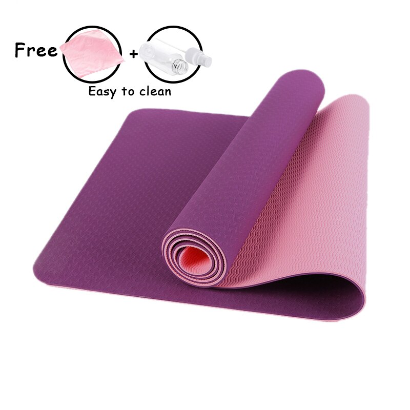 6mm Yoga Mat - 183x61cm - TPE - Non-slip, High Resilience - For Fitness, Pilates, Beginners: Purple