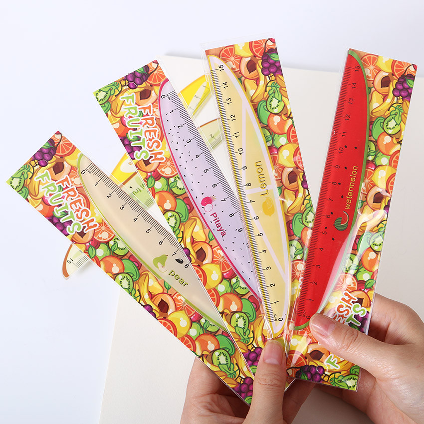 1PC 15cm Cute Kawaii Plastic Ruler Fruit Ruler For Kids Student Novelty Item Korean Stationery