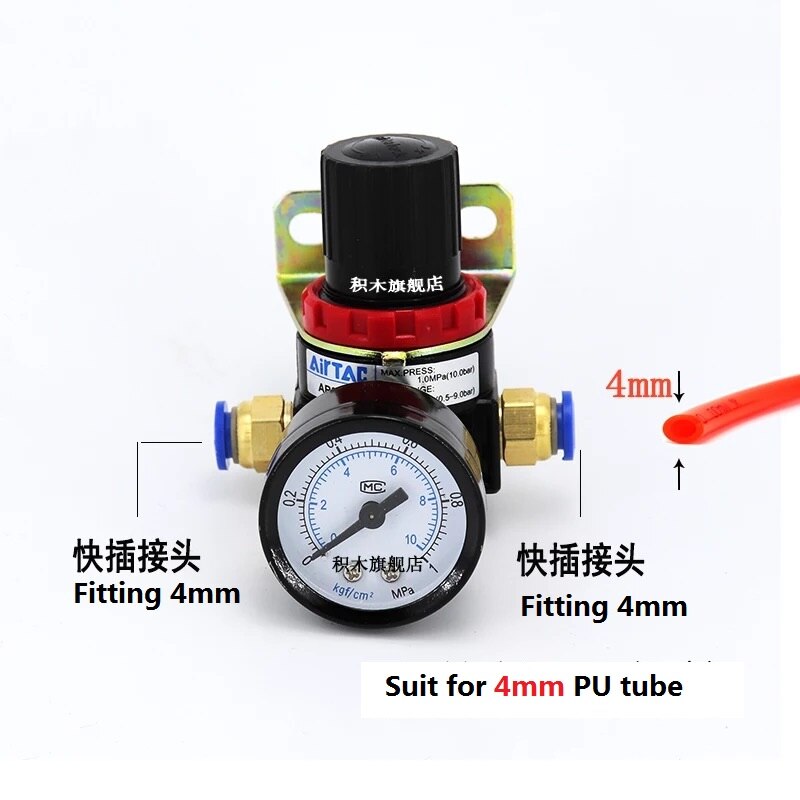 Ar2000 g1/4 '' luchtcompressor drukregelklep met fitting: Ar2000 4mm passend