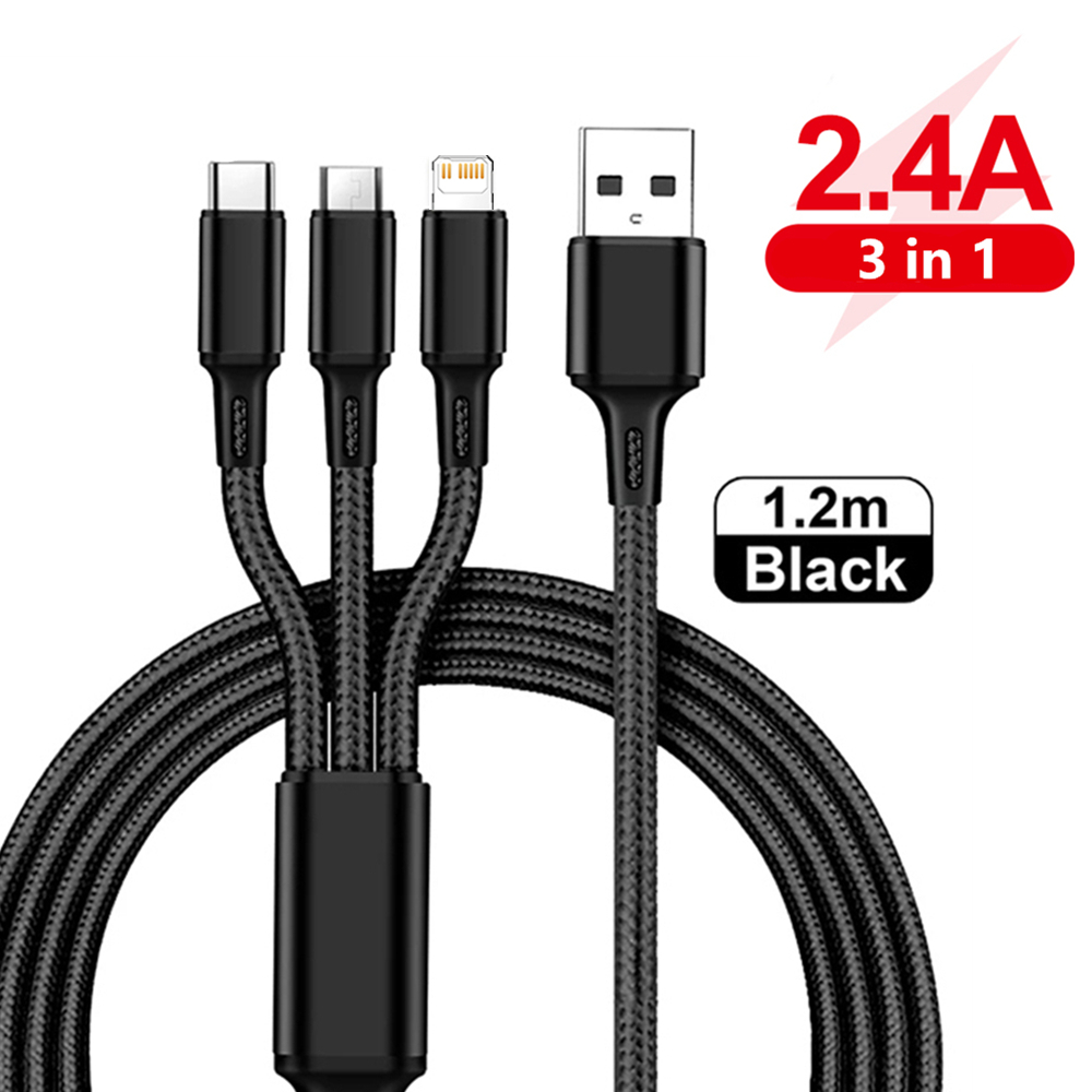 3 In 1 Micro Usb Type C Lader Kabel Multi Usb-poort Meerdere Usb Oplaadsnoer Usbc Mobiele telefoon Draad Voor Samsung S10