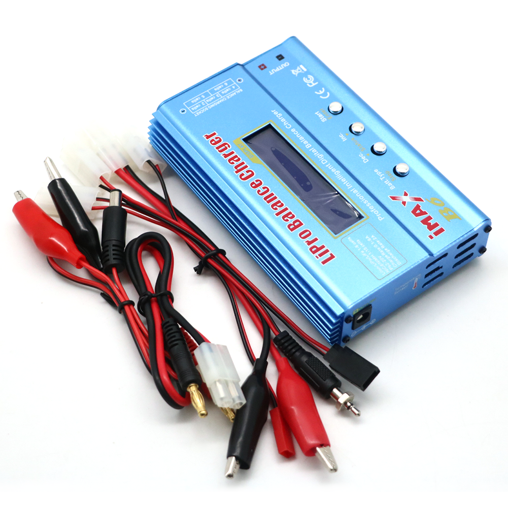 Chargeur Lipo IMAX B6 80W, prise T/Tamiya/XT60 pour batterie NiMh Li-ion ni-cd Lipo, déchargeur d'équilibre + adaptateur 12V 5A pour chargeur Rc: WHITE / PRISE AMÉRICAINE