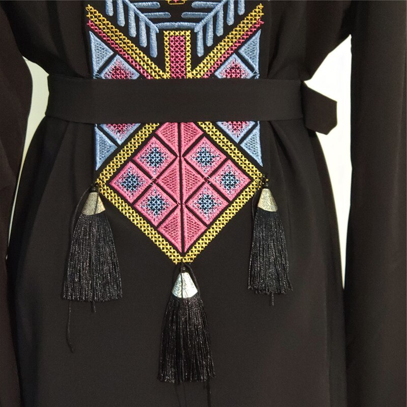 Sort cardigan dubai abaya kimono islam hijab muslimsk kjole abayas til kvinder kaftan kaftan marocain tyrkisk islamisk beklædning kjortel