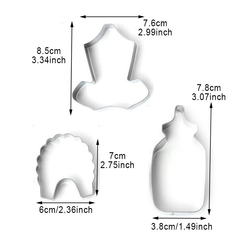 Rvs Babykleertjes Fles Cakevorm Cookies Cutter Bakken Decorating Gereedschap Voor Frondant Biscuit Gebak