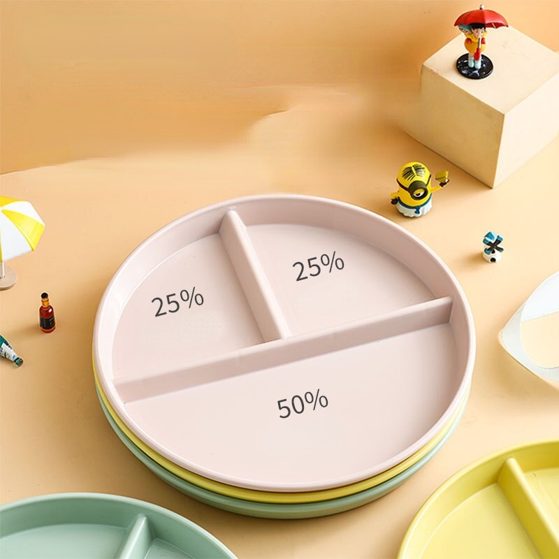 Compartment Plate For Food Round Plastic Dinner Plates Dinnerware Dining Plate Serving Dishes Cake Salad Kitchen Plates