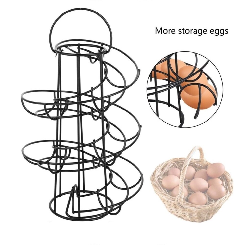 Porte-oeuf en spirale multi-fonctionnel noir cadre à oeufs en spirale panier à oeufs support à oeufs accessoires de cuisine