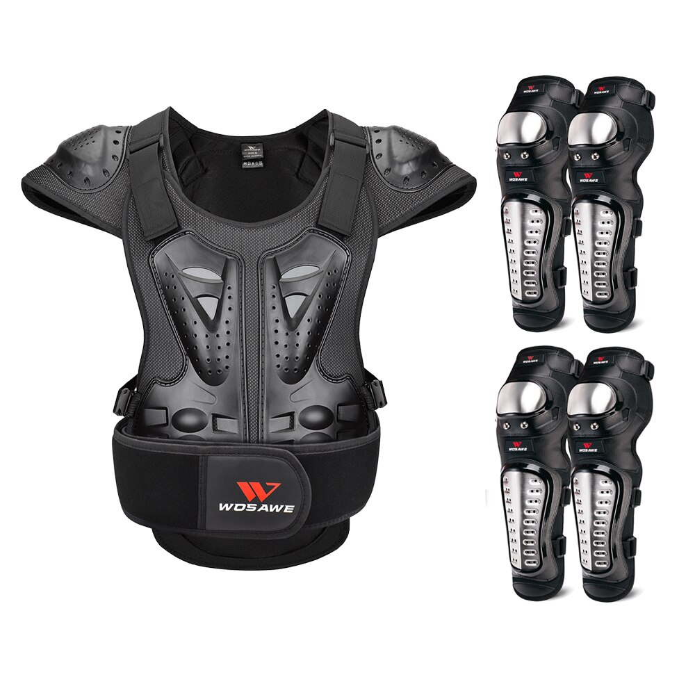 WOSAWE Body Armor Motorcycle Vest Rider Motocross Knee Elbow Pads Set Off Road Protective Gear Arm Guards Leg Protection