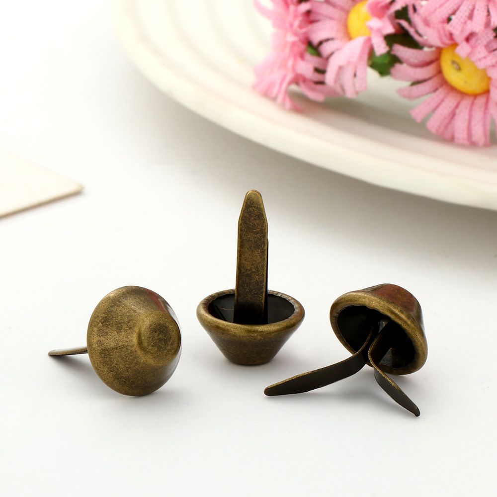 100pcs 12mm Retro Metal Feet Purse Handbag Decorative Rivets Leather Crafts Studs Pierced Bag Accessories DIY Punk Jewelry Rivet