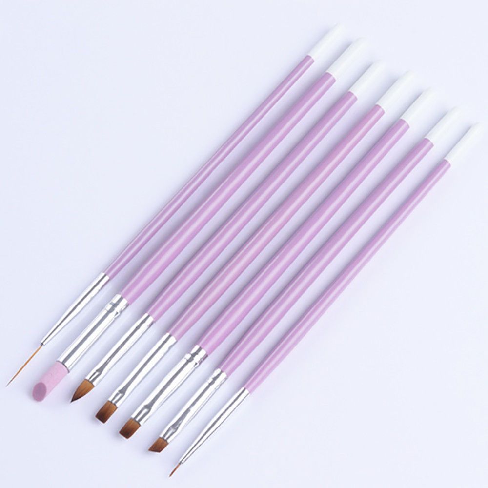7Pcs Acrylic Liquid For Nail Acrylic Nail Art Pen Tips UV Builder Gel Painting Brush Manicure Set