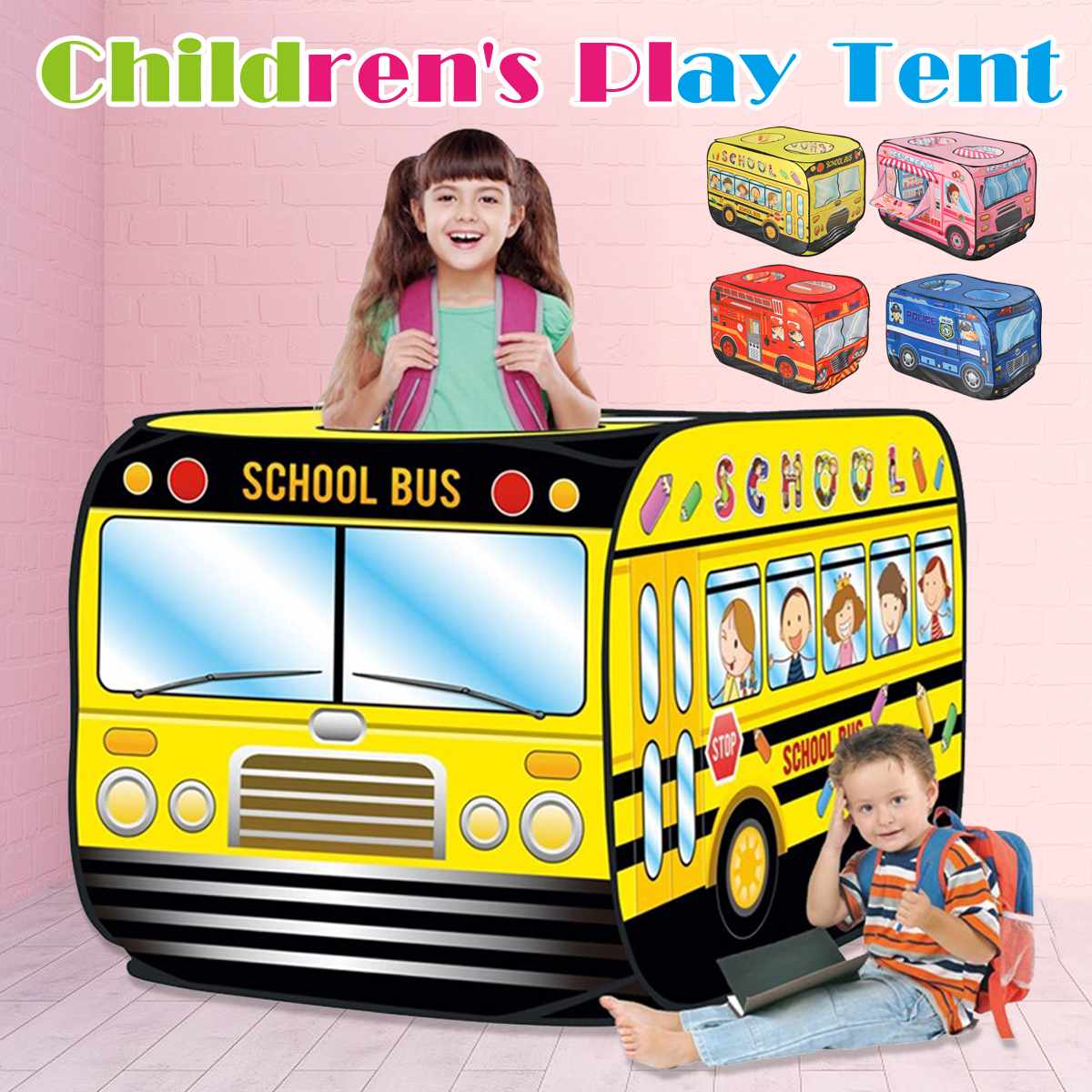 Game House Play Tent Fire Truck Bus Foldable Up Toy Playhouse Cloth Children's Toy Tent Firefighting Model House Bus